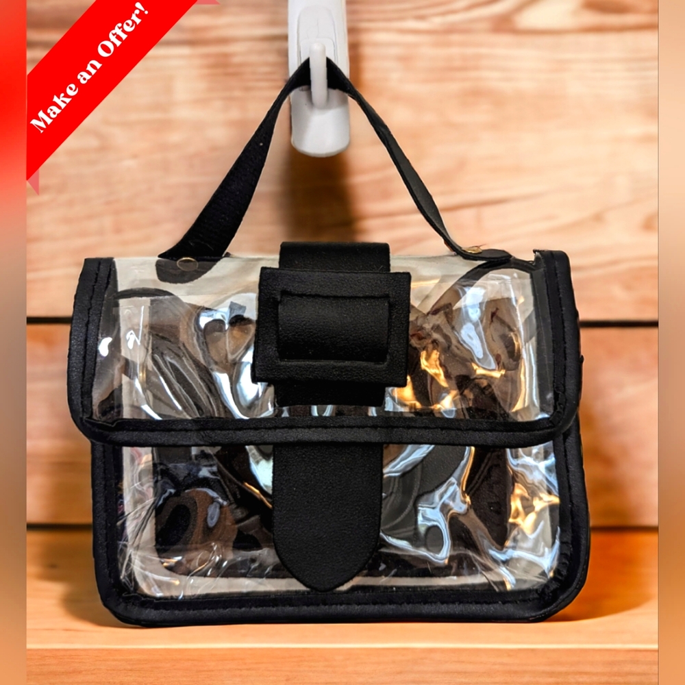 Small Clear Bag with Storage Pouch, Handle, and Crossbody strap! Brand New!